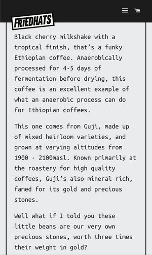 
                  
                    Friedhats • Ethiopia, Anaerobic, espresso
                  
                