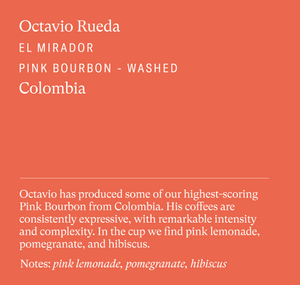 
                  
                    Sey Coffee • Octavio Rueda, Pink Bourbon, Colombia
                  
                